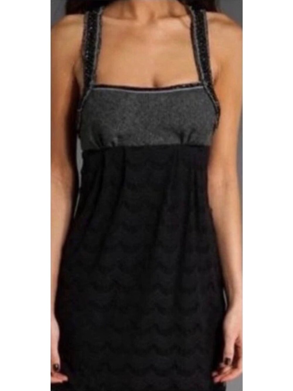 VTG NWT Free People Herringbone Lace Beaded Mini Dress | Indie Sleaze Boho Twee - Picture 15 of 16